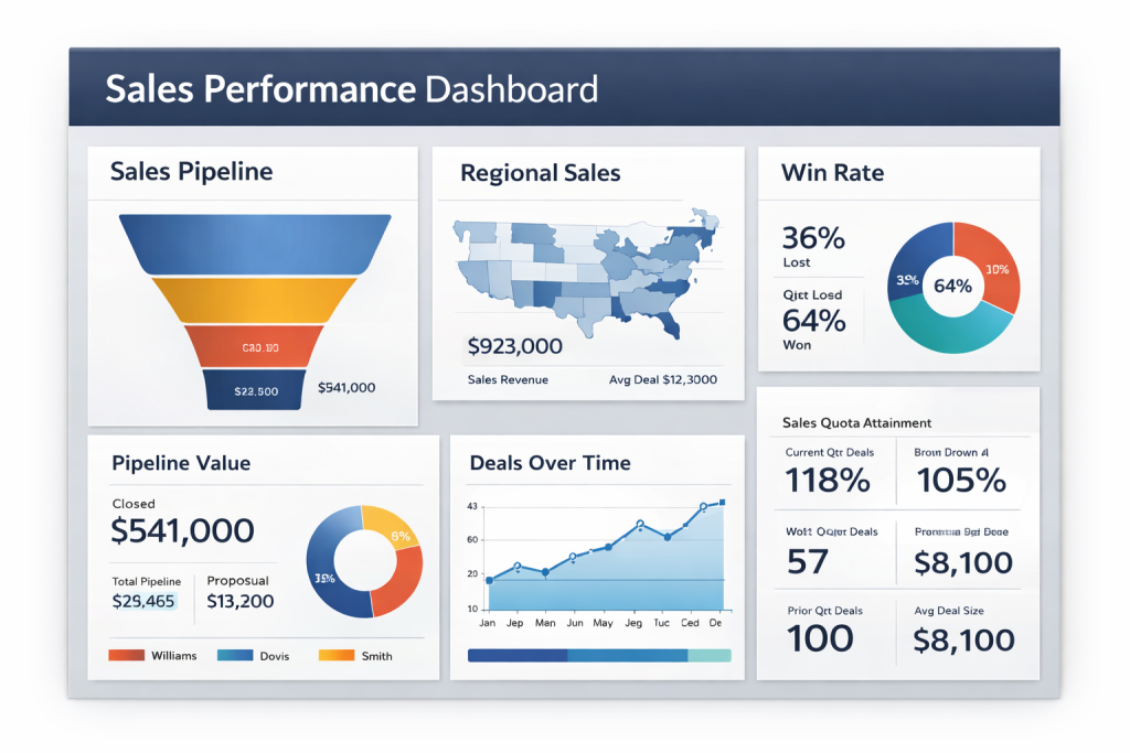 Best Business Intelligence Dashboard Examples For 2026 2 Sales Performance Business Intelligence Dashboard