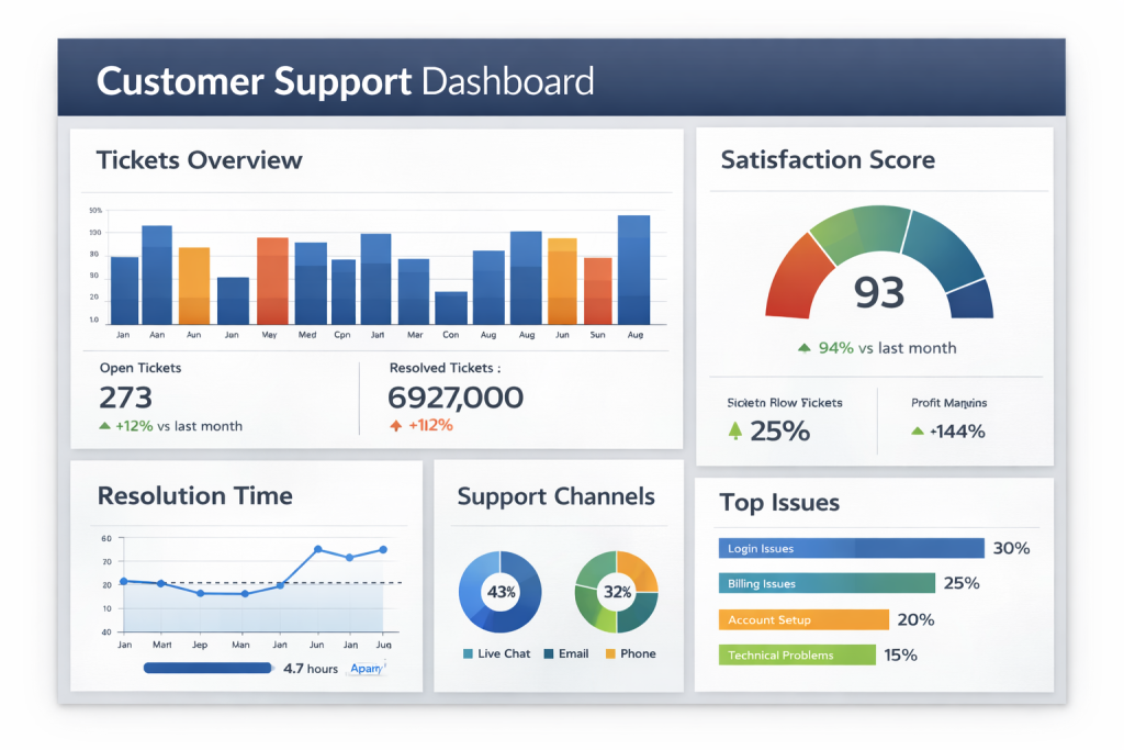 Best Business Intelligence Dashboard Examples For 2026 5 Customer Support Business Intelligence Dashboard