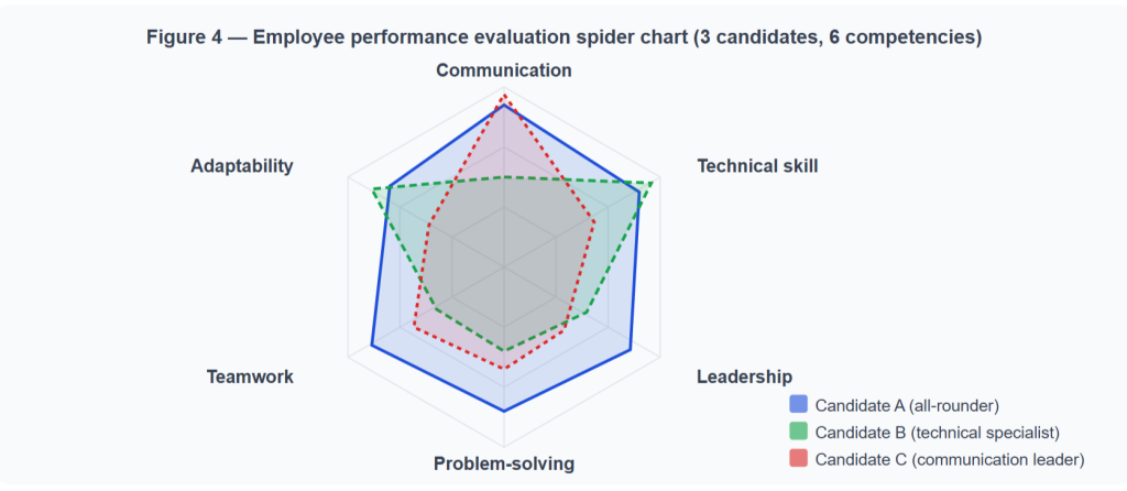 What Is a Spider Chart? A Complete Guide with Examples and Code 5 employee performance evaluation spider chart
