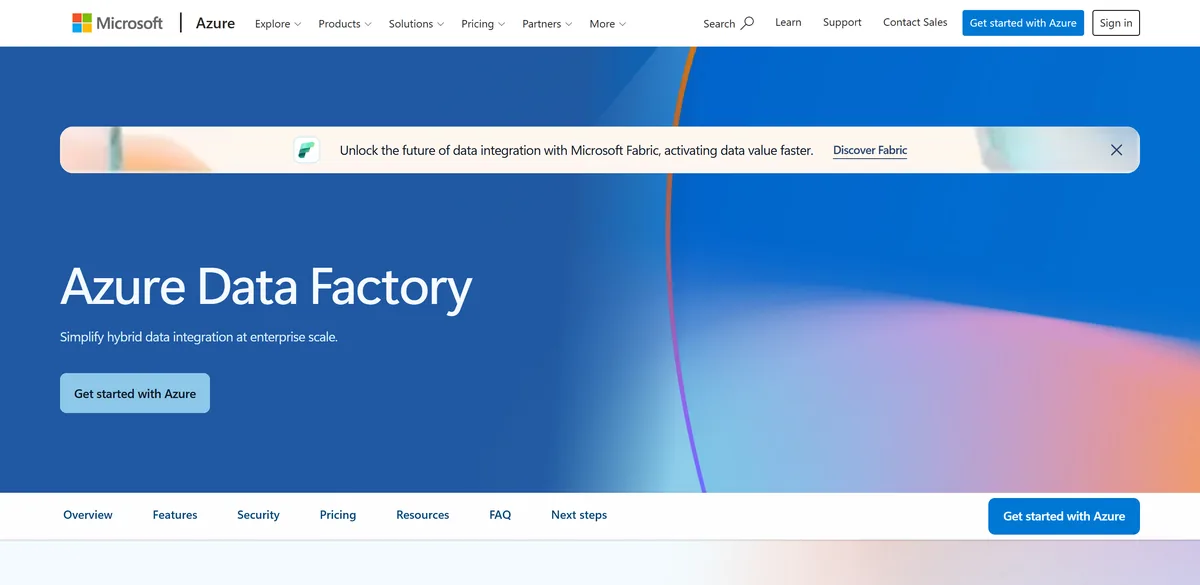 5 Best Data Orchestration Tools in 2026 (Compared) 14 The Azure Data Factory product page, headed Azure Data Factory, simplify hybrid data integration at enterprise scale