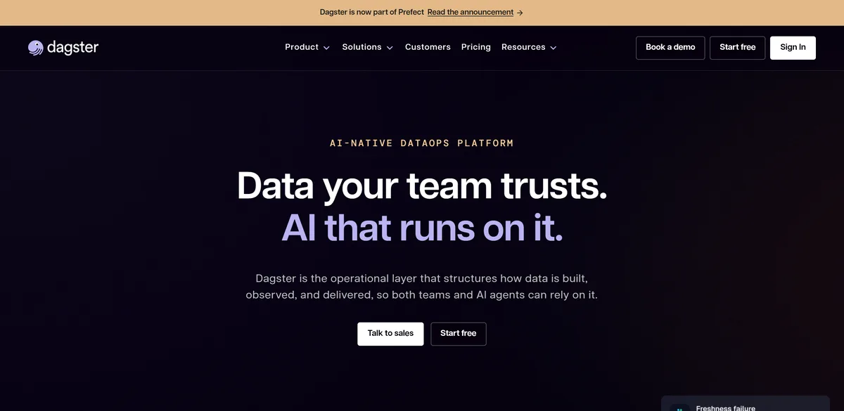 5 Best dbt Alternatives in 2026 (Prices Compared) 10 Dagster's homepage, a modern data orchestrator platform