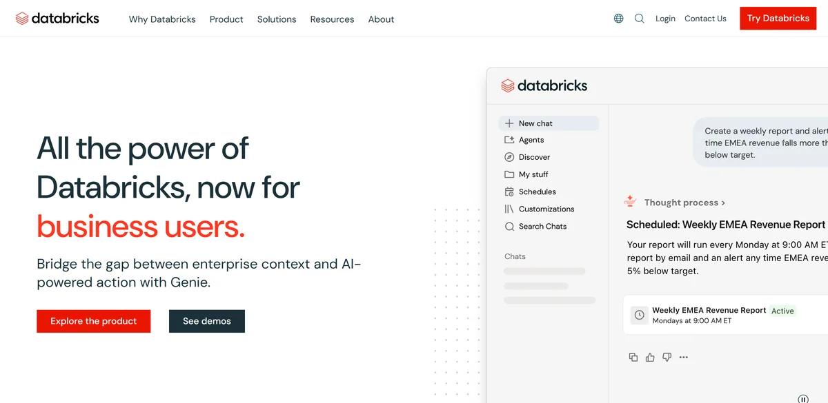 5 Best Snowflake Alternatives in 2026 (Compared) 1 Databricks' homepage, headed All the power of Databricks, now for business users